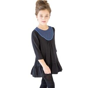 Neuces Spain Girls Tunic Dress Dress Blue Black Embroidered Size 4